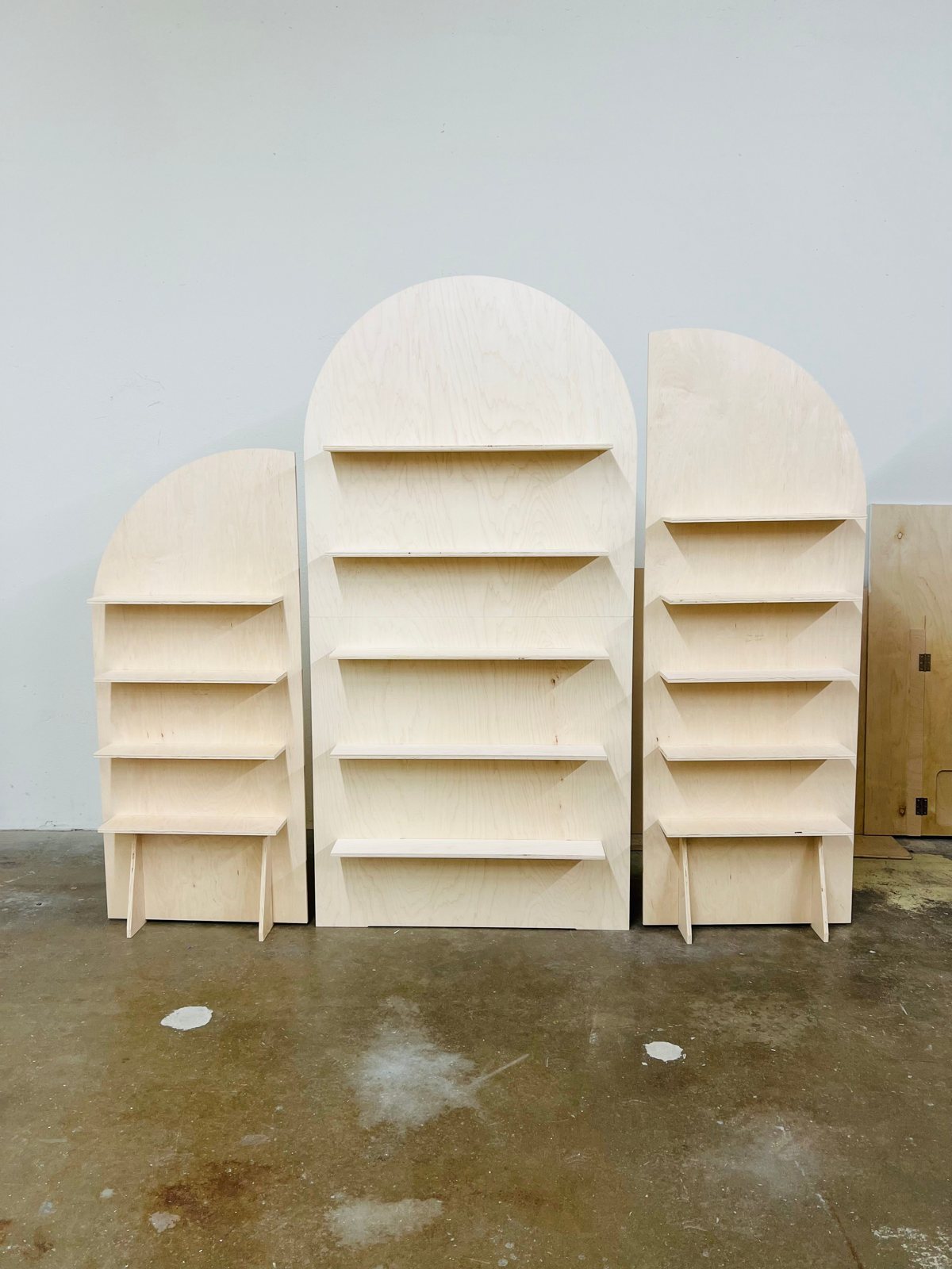 Arch Display Panel with Floating Shelves